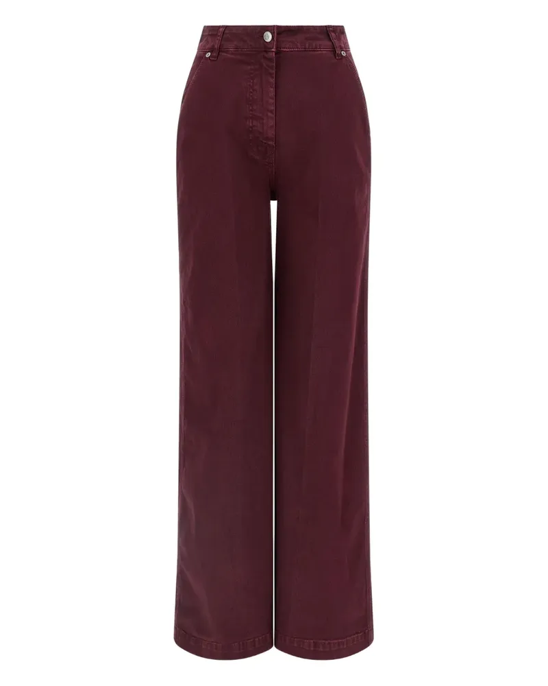 NUDE Wide-Leg-Jeans mit Knitteroptik - Rot Rot