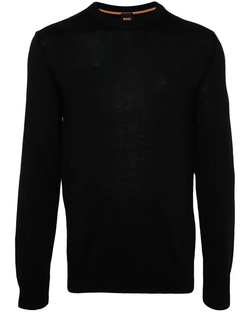 HUGO BOSS Pullover mit Logo-Stickerei - Schwarz Schwarz