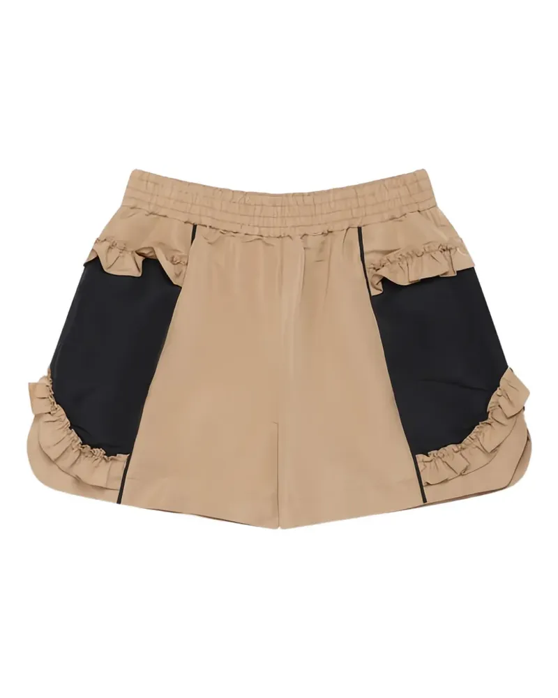 Simone Rocha ruffle-trimmed split-hem track shorts - Nude Nude