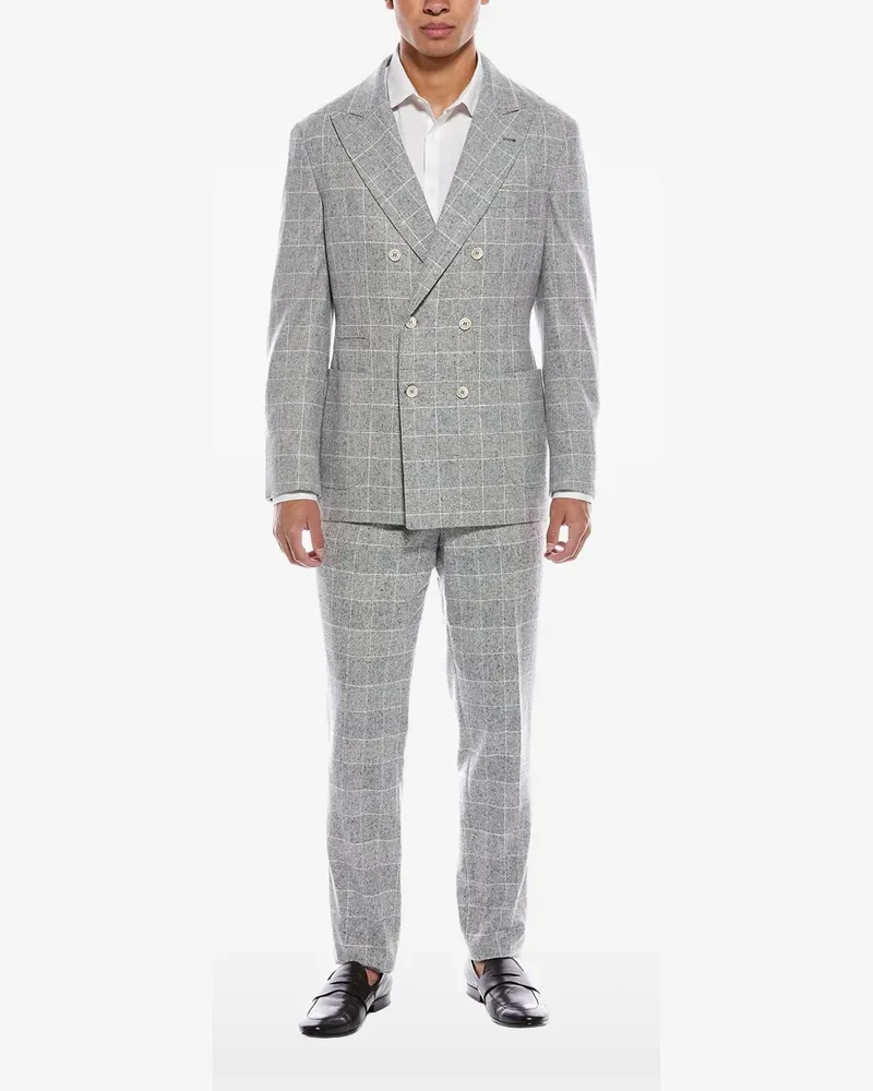 Brunello Cucinelli double-breasted checkered suit - Grau Grau