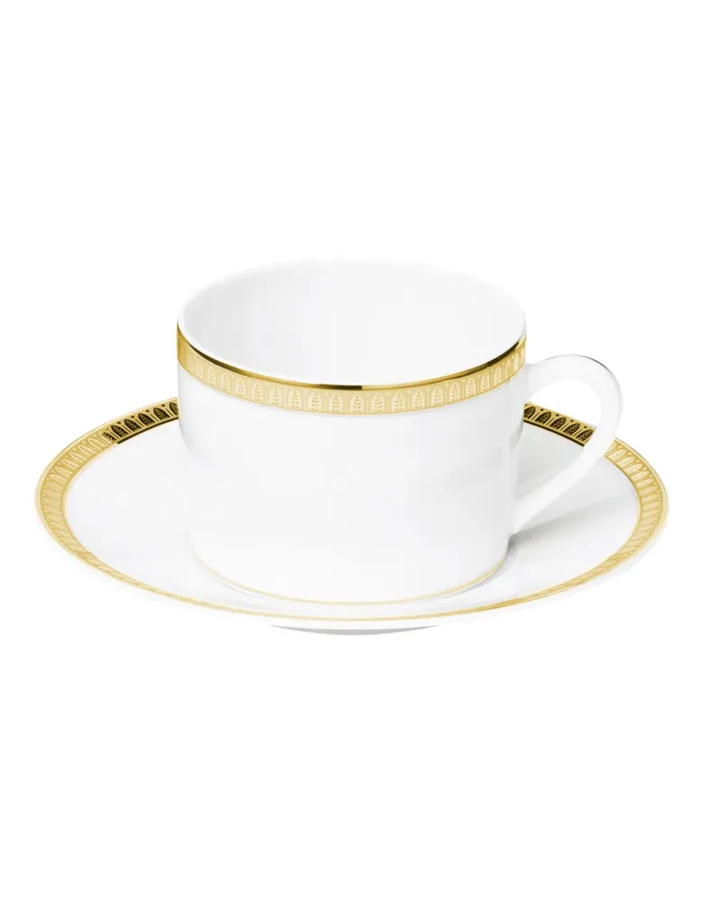 Christofle Malmaison porcelain tea cup and saucer - Gold Gold