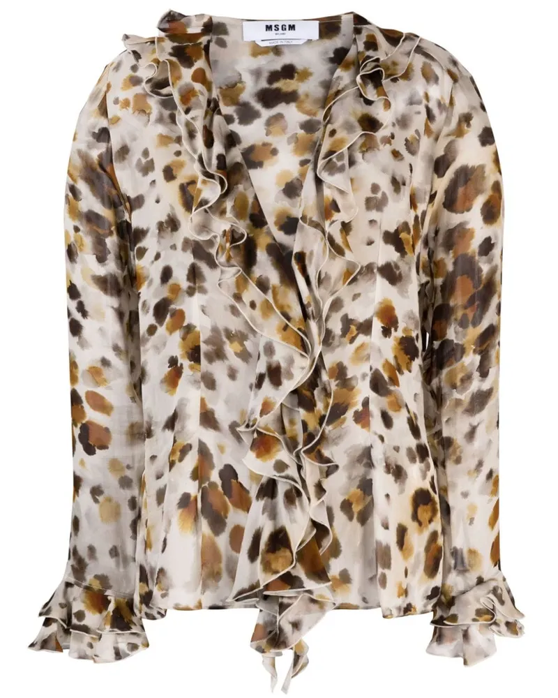 MSGM Bluse mit abstraktem Print - Nude Nude