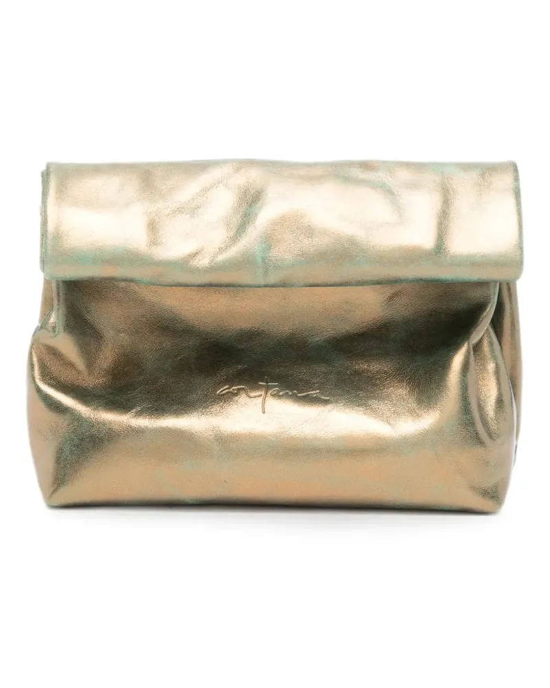 Cortana metallic-effect foldover clutch bag - Gold Gold