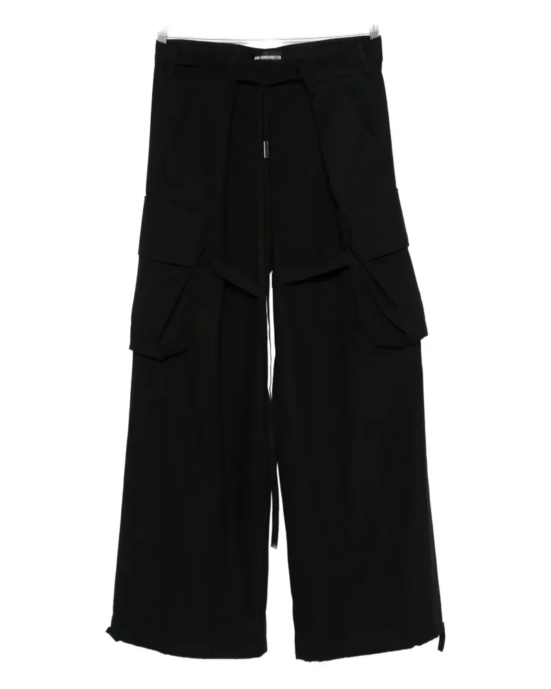 Ann Demeulemeester cargo-pocket drawstring trousers - Schwarz Schwarz