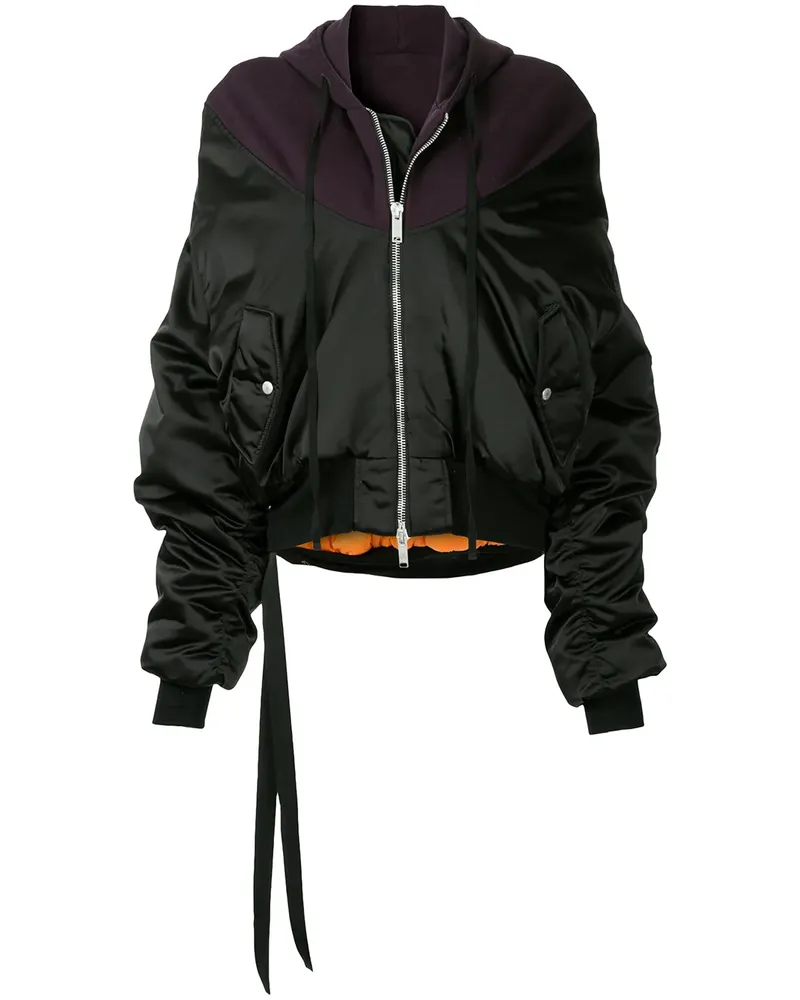Unravel Oversized-Bomberjacke mit Kapuze - Schwarz Schwarz