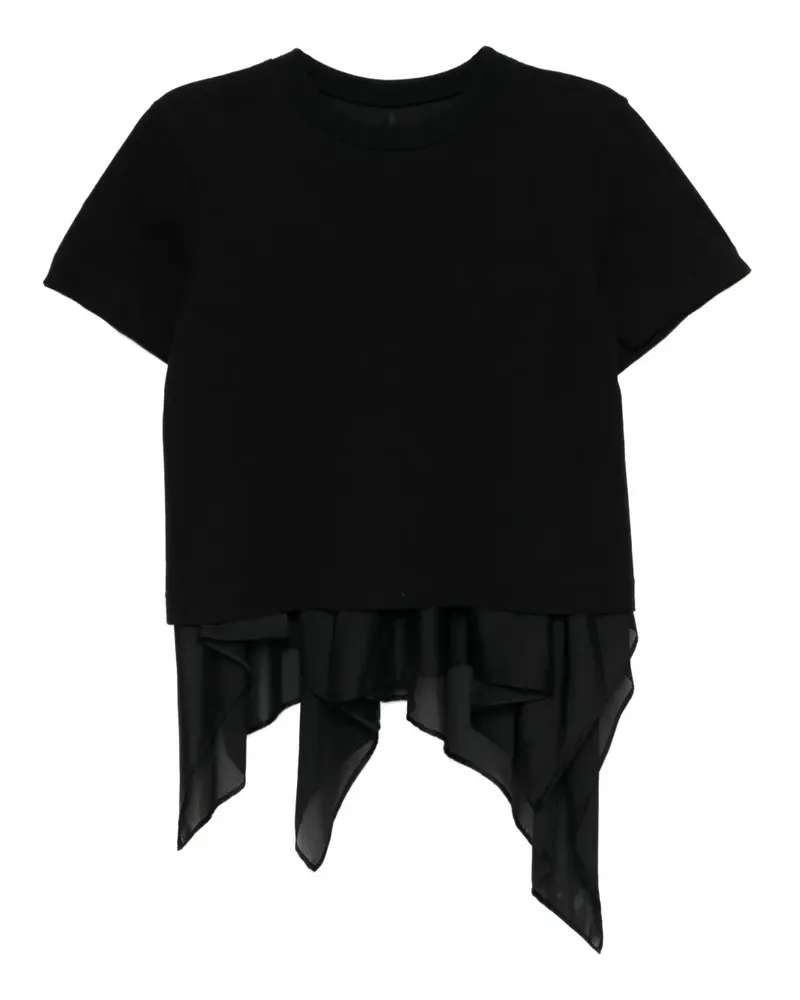 Sacai Oberteil im Layering-Look - Schwarz Schwarz