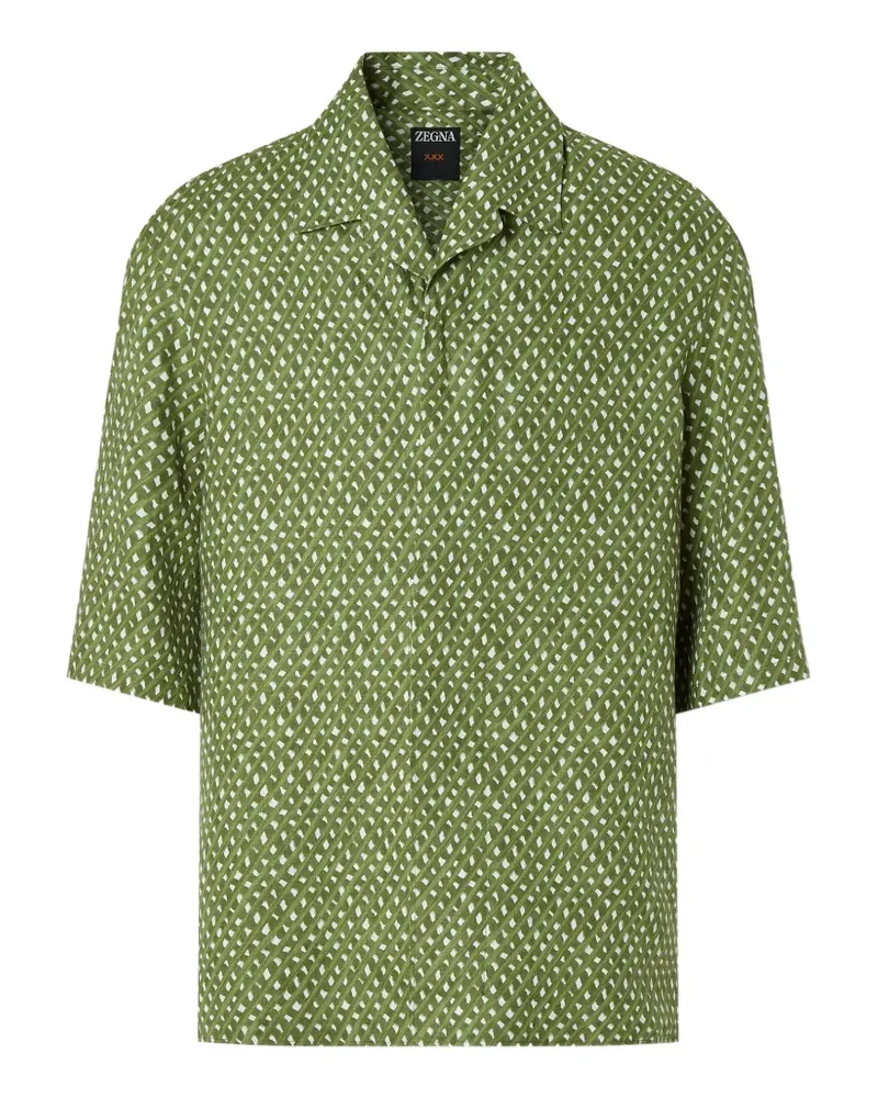 Ermenegildo Zegna Leinenhemd mit Print-Muster - Grün Grün