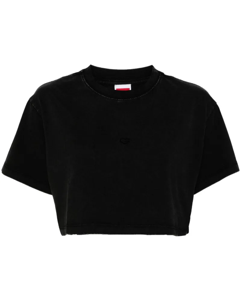 Ground Zero Ausgeblichenes T-Shirt mit Logo-Stickerei - Schwarz Schwarz