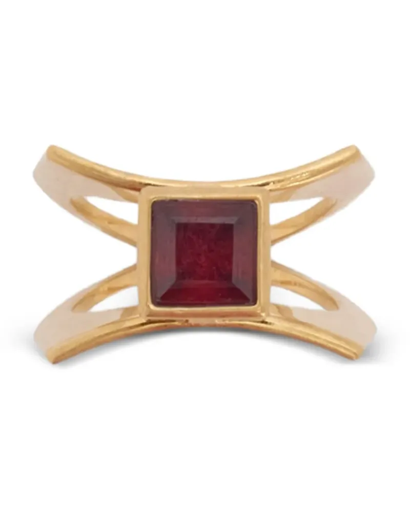 Jil Sander Gravierter Ring mit Granatverzierung - Gold Gold