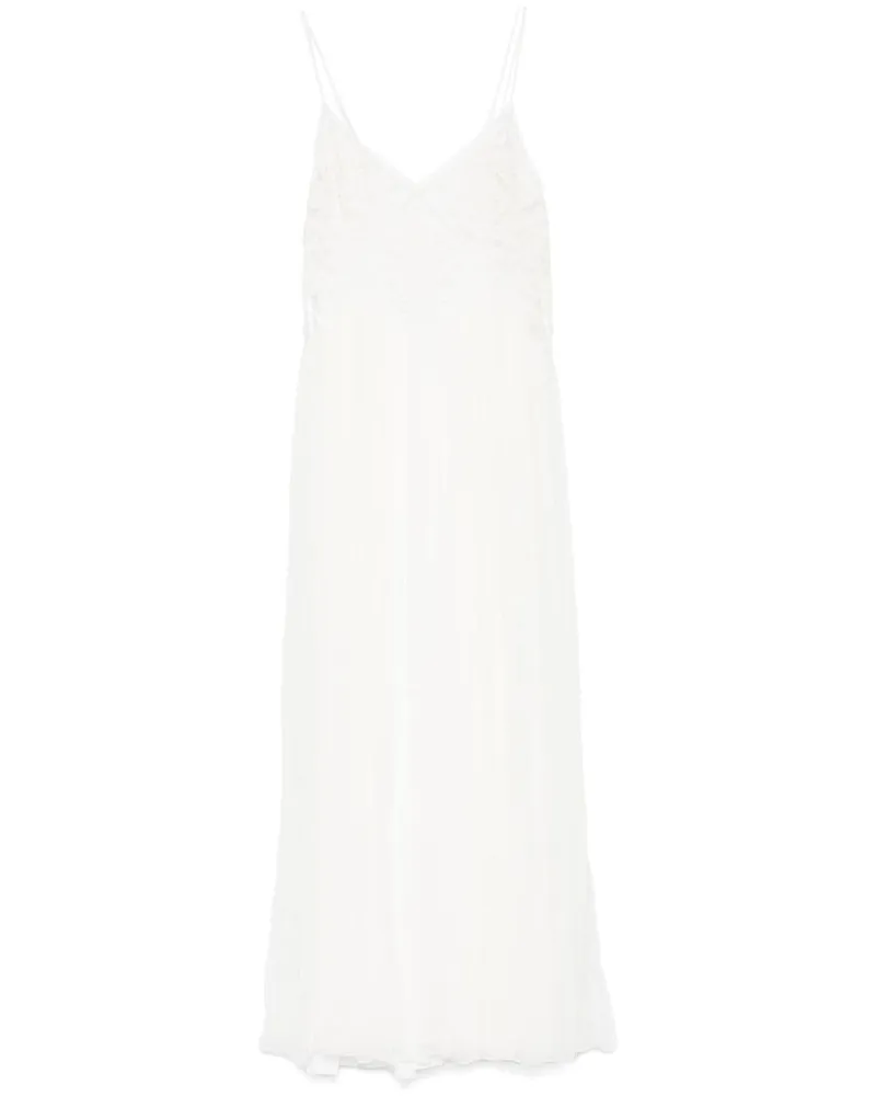 Twin-Set Maxikleid mit Blumenapplikation - Weiß Weiß
