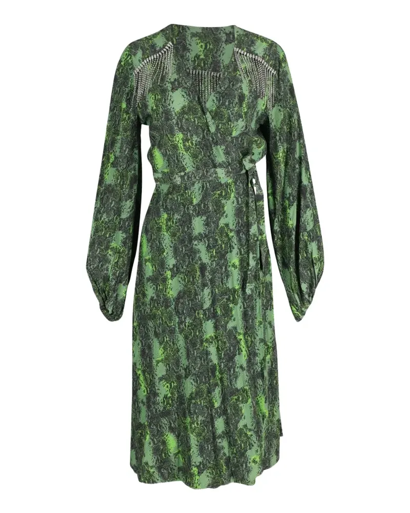 ROTATE Birger Christensen crystal-embellished printed midi dress - Grün Grün