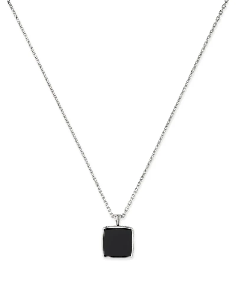 Emanuele Bicocchi Halskette mit eckigem Onyx-Anhänger - Silber Silber