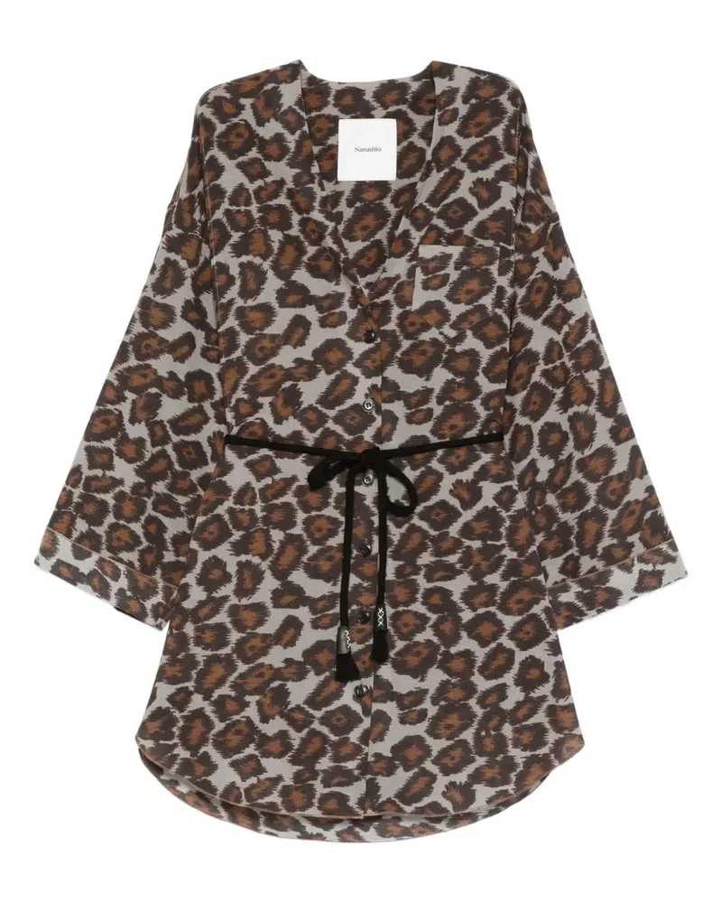 Nanushka Bluse mit Animal-Print - Grau Grau