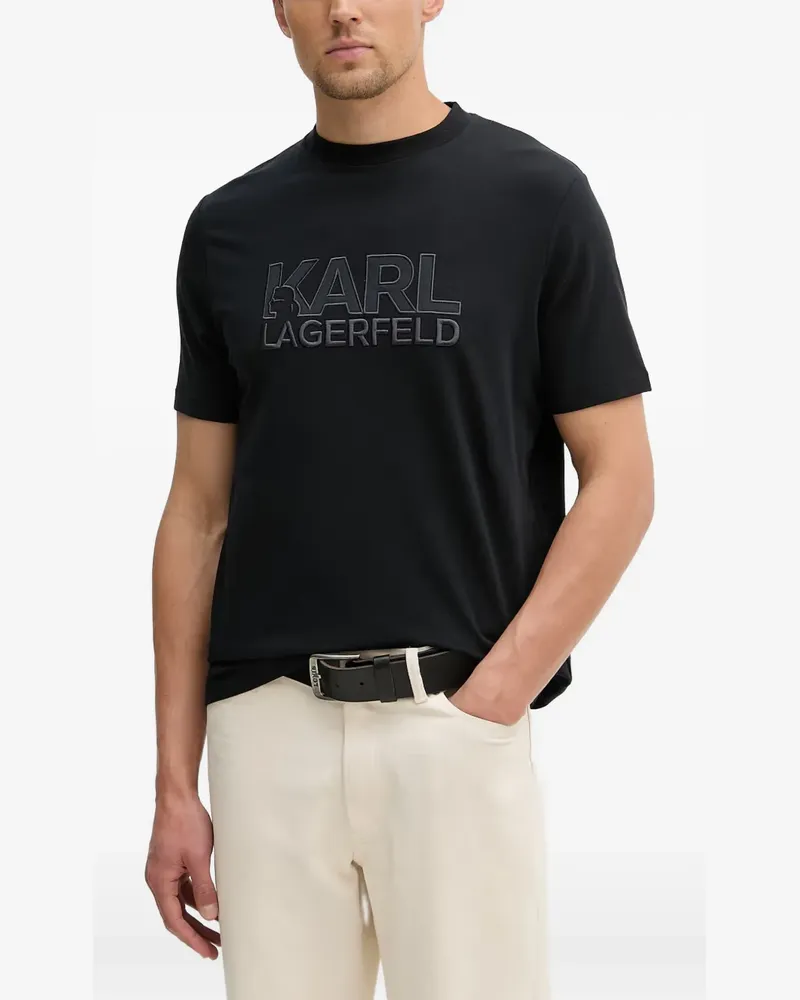 Karl Lagerfeld T-Shirt mit Logo-Stickerei - Schwarz Schwarz