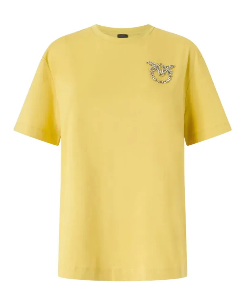 Pinko Love T-Shirt mit Kristallen - Gelb Gelb