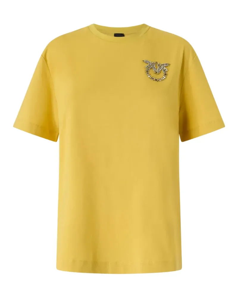 Pinko Love T-Shirt mit Kristallen - Gelb Gelb