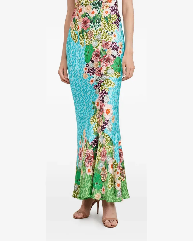 Saloni Renee floral-print maxi dress - Blau Blau