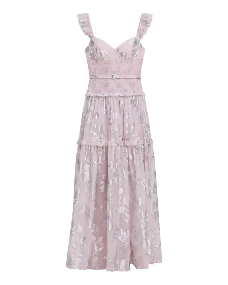 Self-Portrait chiffron ruffled maxi dress - Rosa Rosa