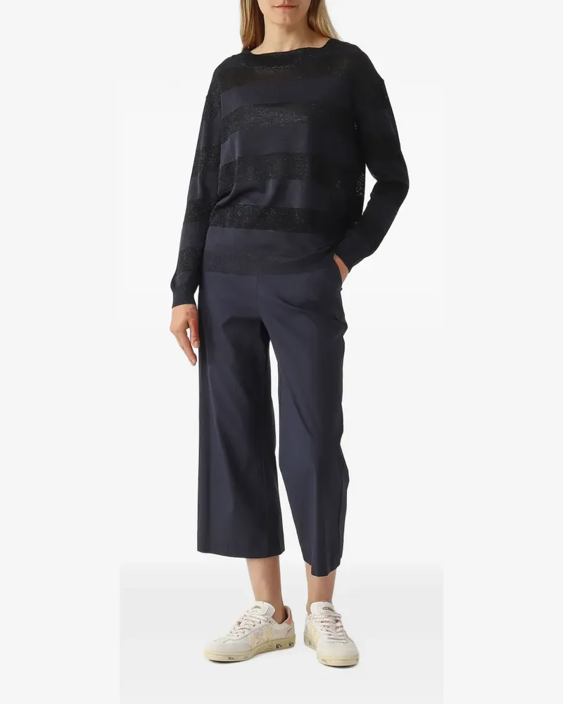 Gran Sasso Gestreifter Pullover mit Lochmuster - Schwarz Schwarz