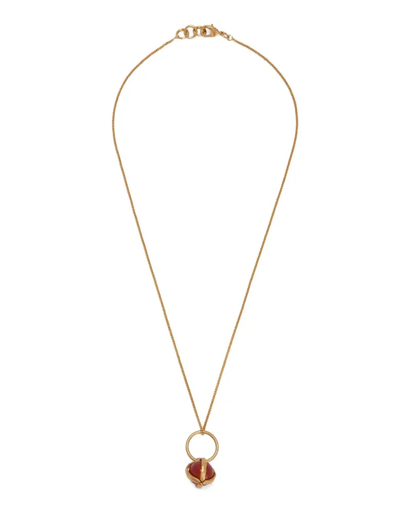Jil Sander agate-pendant brass necklace - Gold Gold
