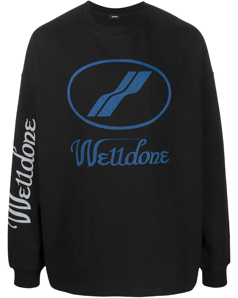 WE 11 DONE Oversized-Sweatshirt mit Logo Schwarz