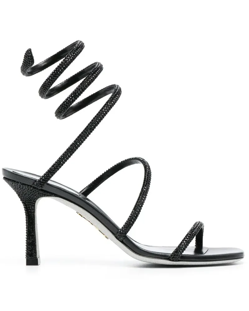 René Caovilla Cleo Sandalen mit Kristallen 85mm - Schwarz Schwarz