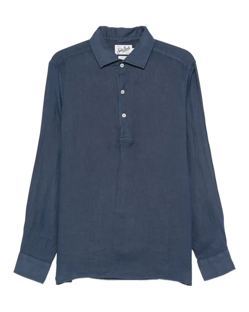 MC2 Saint Barth Raphael long-sleeve linen polo shirt - Blau Blau