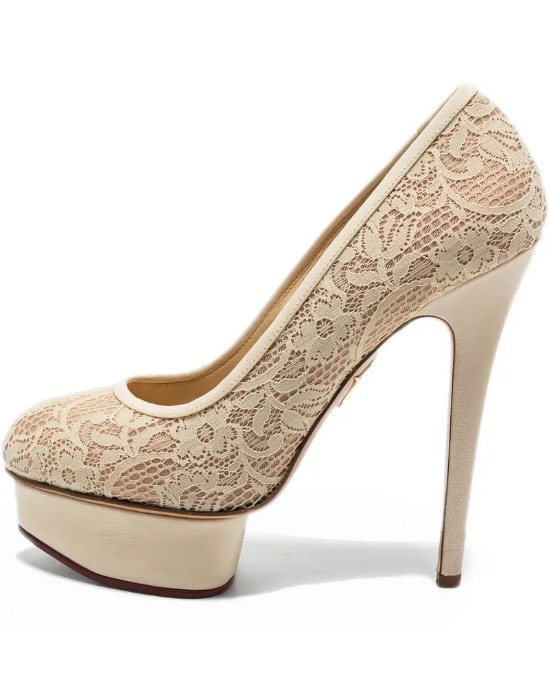 Charlotte Olympia Pumps mit Spitze 145mm - Nude Nude