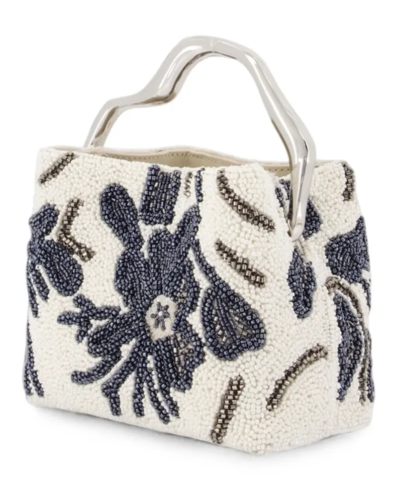 Cult Gaia Mini Solene beaded floral-print handbag - Nude Nude