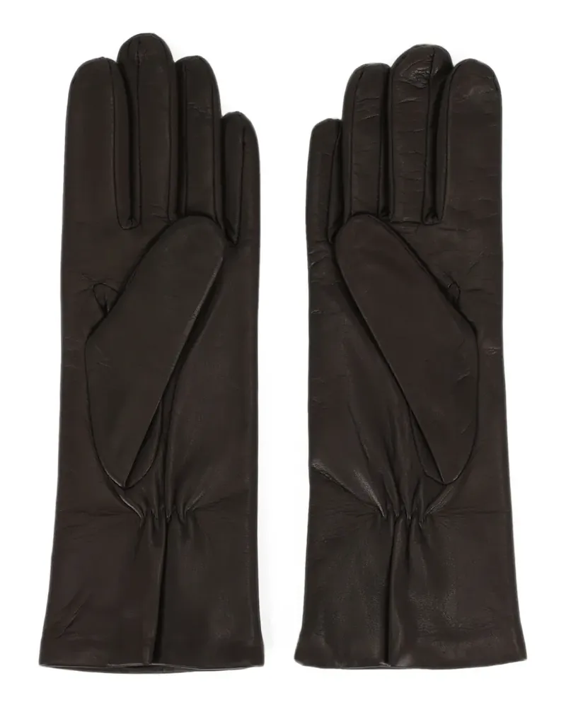 Orciani logo-plaque leather gloves - Braun Braun