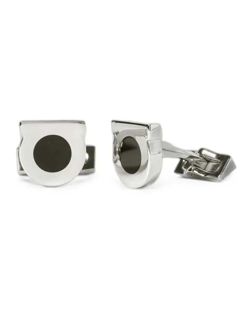 Ferragamo Gancini enamel-detail cufflinks - Silber Silber
