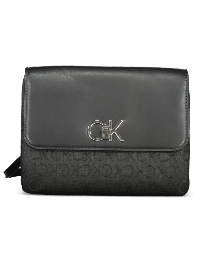 Calvin Klein monogram flap crossbody bag - Schwarz Schwarz