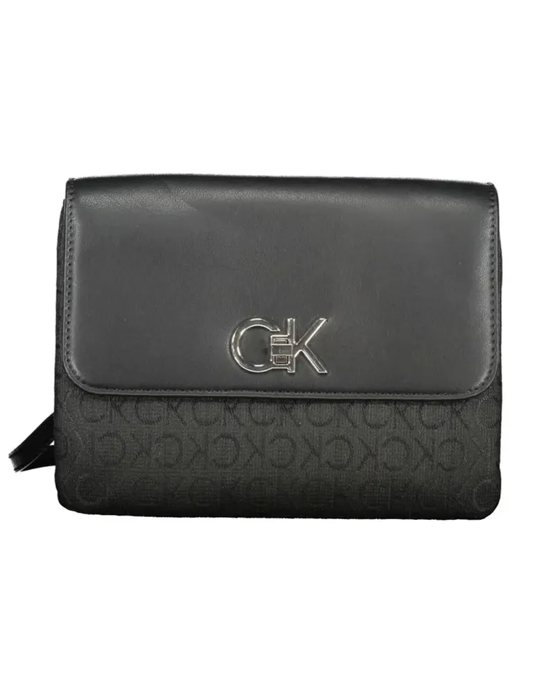 Calvin Klein monogram flap crossbody bag - Schwarz Schwarz
