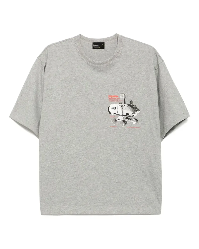 kolor T-Shirt mit grafischem Print - Grau Grau