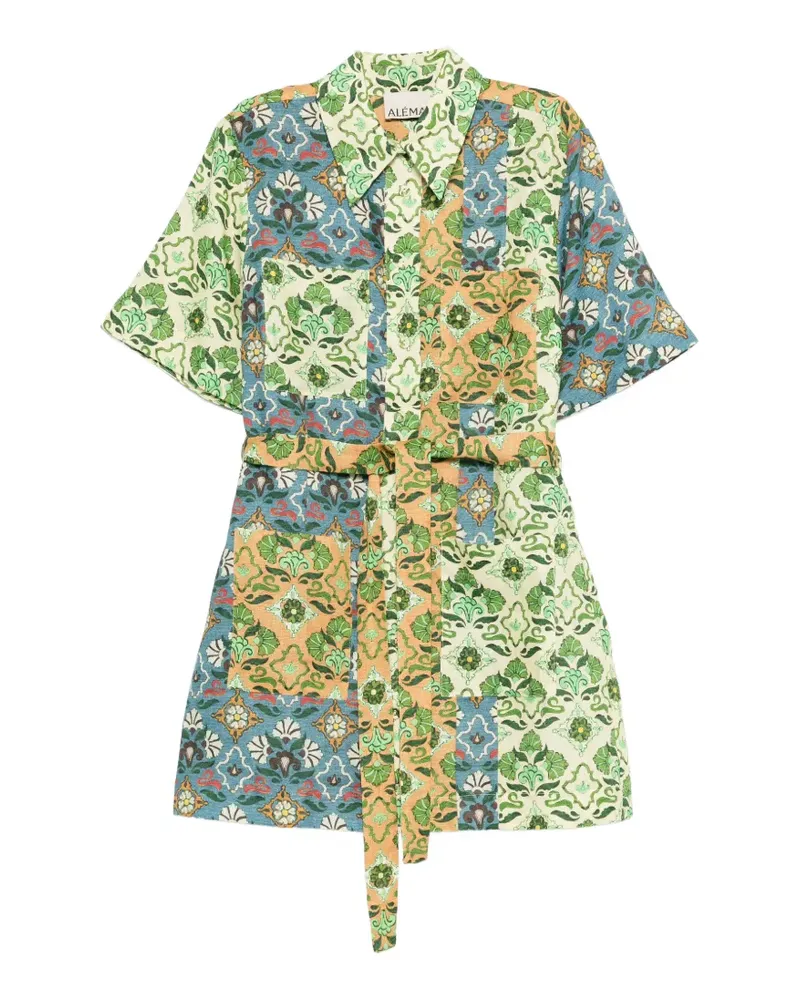 ALEMAIS Ali Spliced Minikleid mit Blumen-Print - Grün Grün