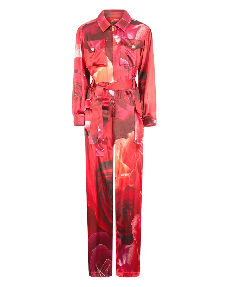 Roberto Cavalli Jumpsuit mit Blumen-Print - Rot Rot