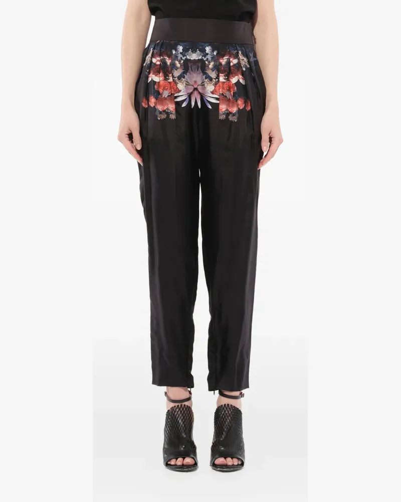 Givenchy floral-print pleated trousers - Schwarz Schwarz