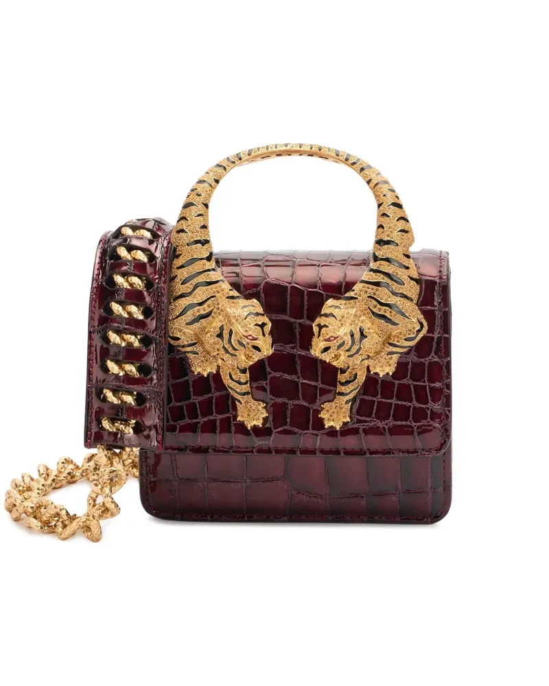 Roberto Cavalli Roar Mini-Tasche mit Kroko-Print - Rot Rot