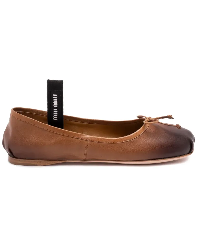 Miu Miu Ballerinas mit elastischem Band - Braun Braun