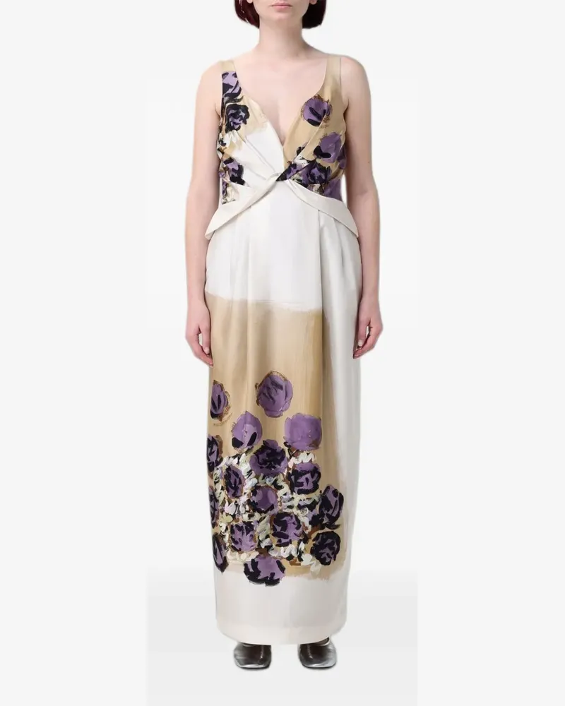 Antonio Marras Maxikleid aus Seide mit Blumenprint - Nude Nude