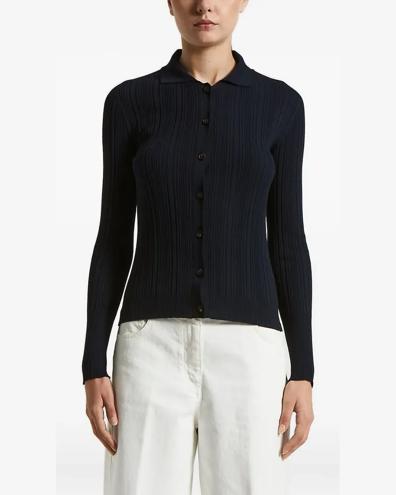 Peserico Gerippter Cardigan mit Polokragen - Blau Blau