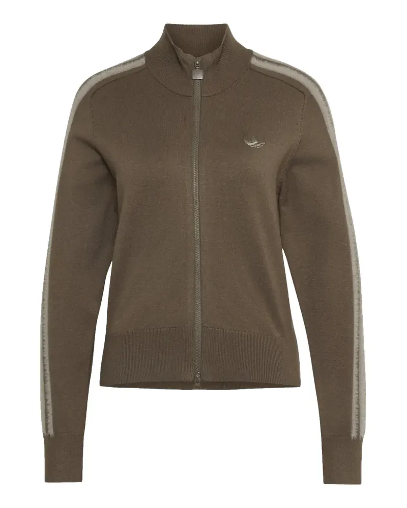 adidas fleece-stripe knit cardigan - Braun Braun