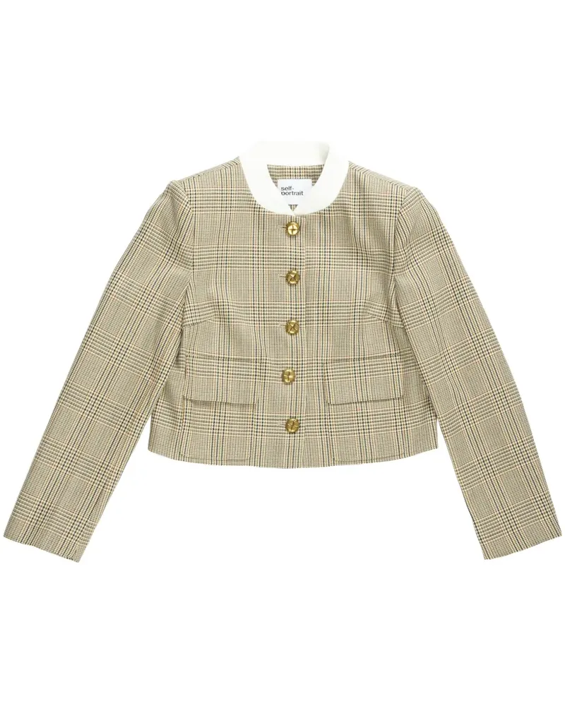 Self-Portrait Karierte Wolljacke - Braun Braun