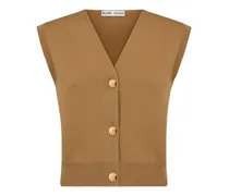 Geknöpfte Strickweste mit V-Ausschnitt - Braun