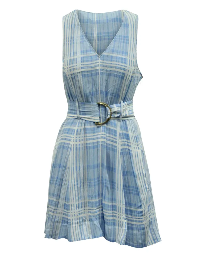 Diane von Furstenberg plaid-pattern belted mini dress - Blau Blau