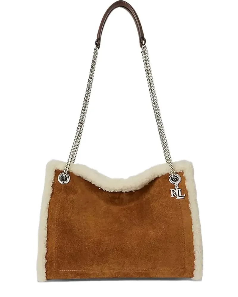 Ralph Lauren medium Bradley shearling-trim shoulder bag - Braun Braun