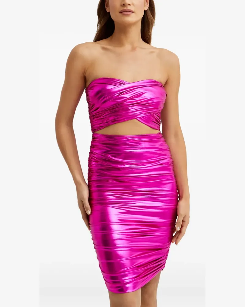 BRONX AND BANCO cut-out ruched mini dress - Rosa Rosa