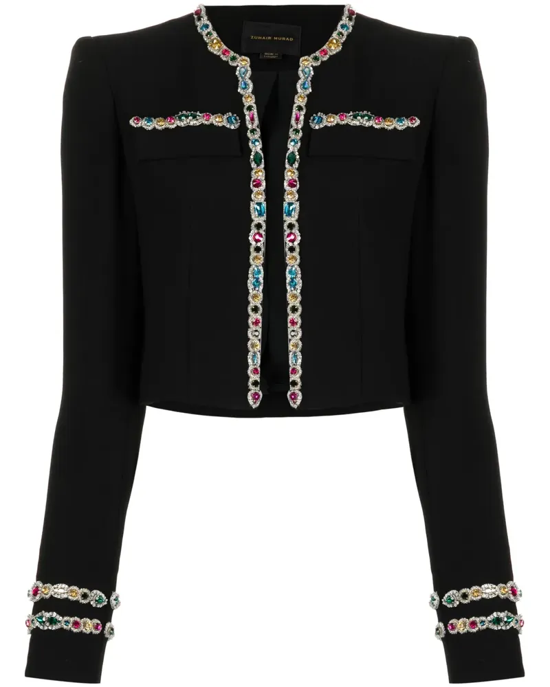 Zuhair Murad Cady-Cropped-Jacke mit Kristallverzierung - Schwarz Schwarz
