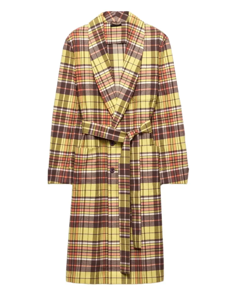 Prada Karierter Trenchcoat - Gelb Gelb