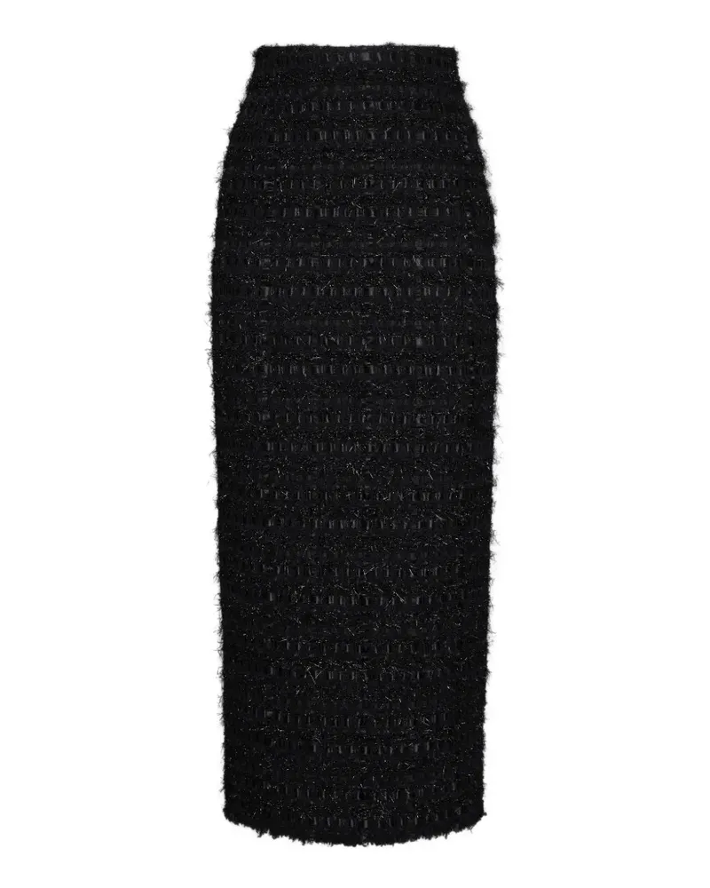 Thom Browne Ausgefranster Tweed-Rock aus Satin - Schwarz Schwarz